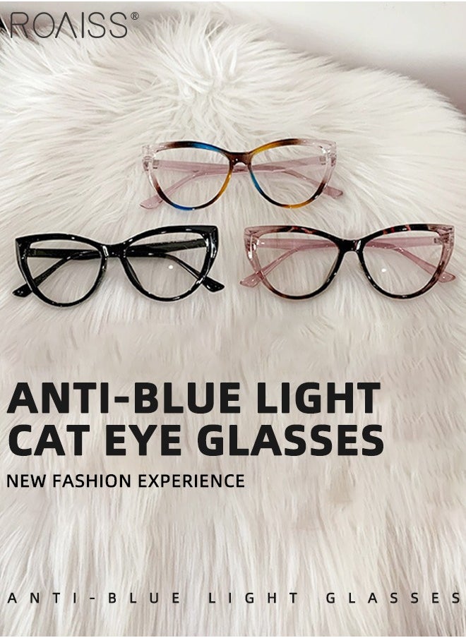 roaiss 3Pcs Women's Blue Light Blocking Glasses Blue Light Filter Computer Reading Gaming TV Phones Cat Eye Eyeglasses Fashion Anti Eyestrain Headache Eyewear 54mm  - Image 4