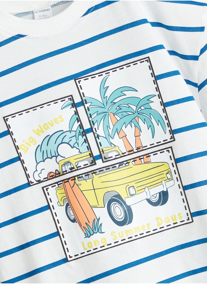 LC WAIKIKI Crew Neck Printed Boy T-Shirt and Shorts 2 Pack Summer  - Image 3