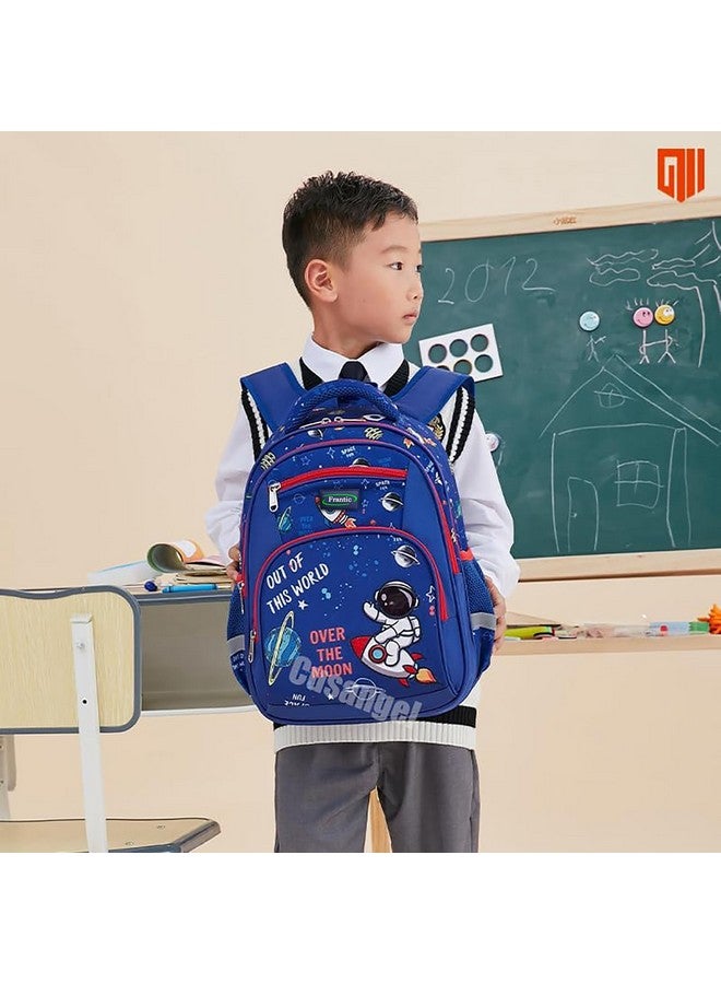 Frantic Polyester Waterproof 26 L School Backpack School Bag Daypack Picnic Bag For School Going Boys & Girls(4Zipper_Blue_Moon_Print) - Image 4
