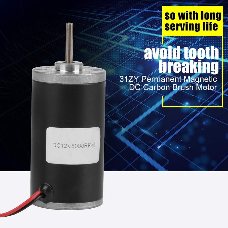 Wal front 31ZY Permanent Magnet Motor, 6V/12V/24V 3500-8000RPM Permanent Magnet DC Motor Electric Brushed Motor CW/CCW (12V 8000RPM) - Image 2