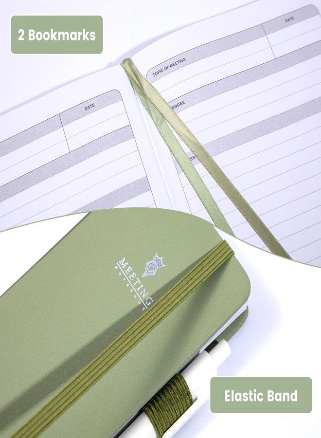Yoment Meeting Notebook for Work with Action Items Hardcover Leather 5.5X 8.5 Office Project Planner for Women Men Meeting Notes Notebooks for Work, Green - Image 4