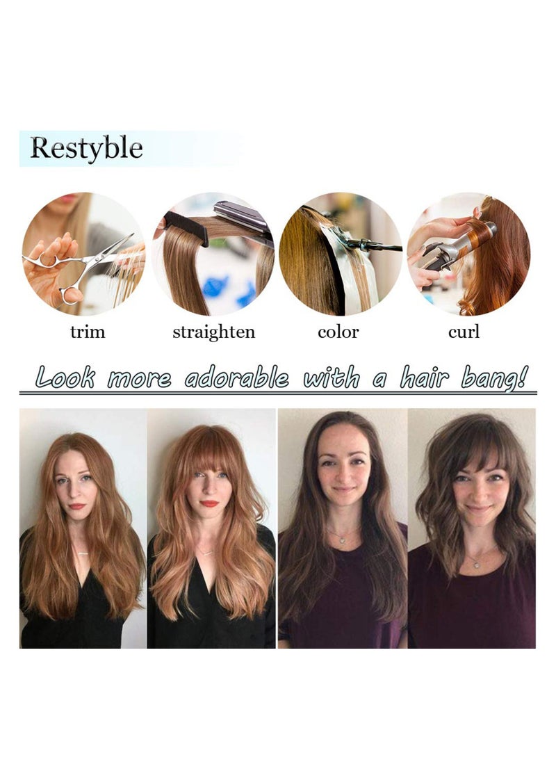 Y&D - Clip in Air Bangs Remy Human Hair Extensions One Piece Front Neat Fringe Hand Tied Straight Flat on Hairpiece for Women Black - Image 1