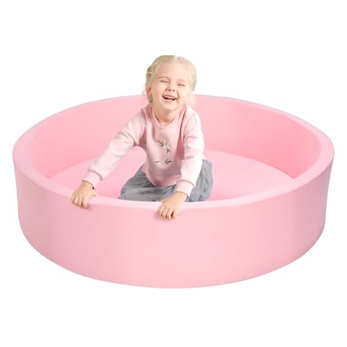 TRENDBOX Extra Large Soft Foam Ball Pit 512 x 118 NO Balls in Large Sponge Round Ball Pool Indoor Round Children Toddler Playpen  Light Pink - Image 1