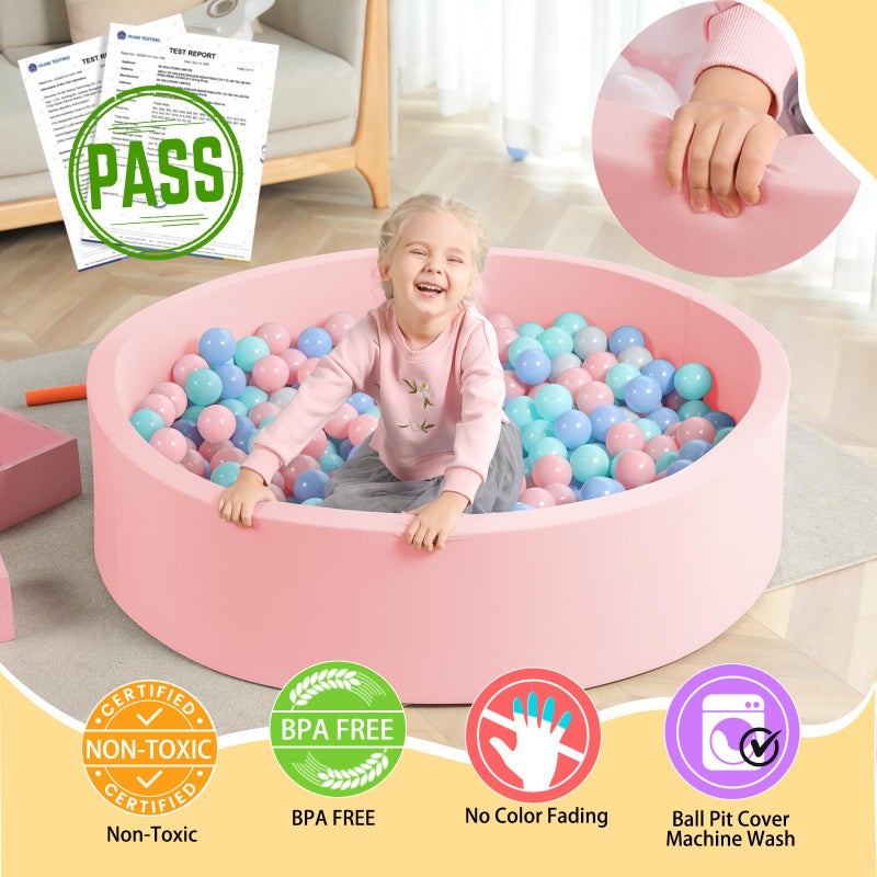 TRENDBOX Extra Large Soft Foam Ball Pit 512 x 118 NO Balls in Large Sponge Round Ball Pool Indoor Round Children Toddler Playpen  Light Pink - Image 3