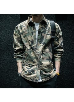 2022 Spring Autumn American Style Camouflage Long Sleeve Work Shirt Jacket Men Loose-fit Trendy Brand Ins Jacket Trendy Autumn camouflage yellow