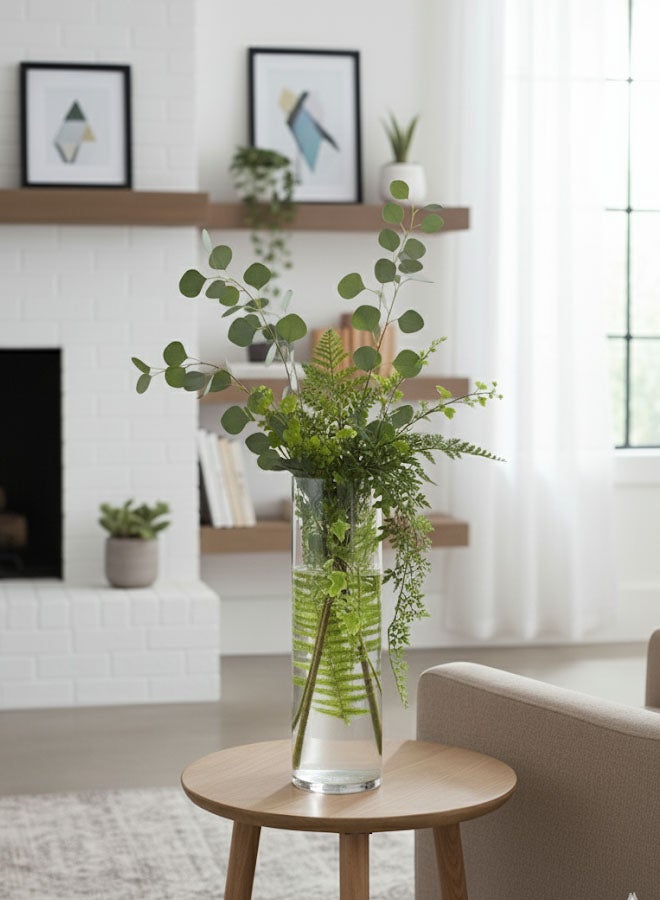 سويس كانتون فازة زهور زجاجية فاخرة أسطوانية - 30 سم، تصميم أنيق، 7 سم قطر، مثالية للباقة أو كزينة مستقلة، تشطيب عالي الوضوح، متينة وسهلة التنظيف، مثالية للمنزل والمكتب - Image 2