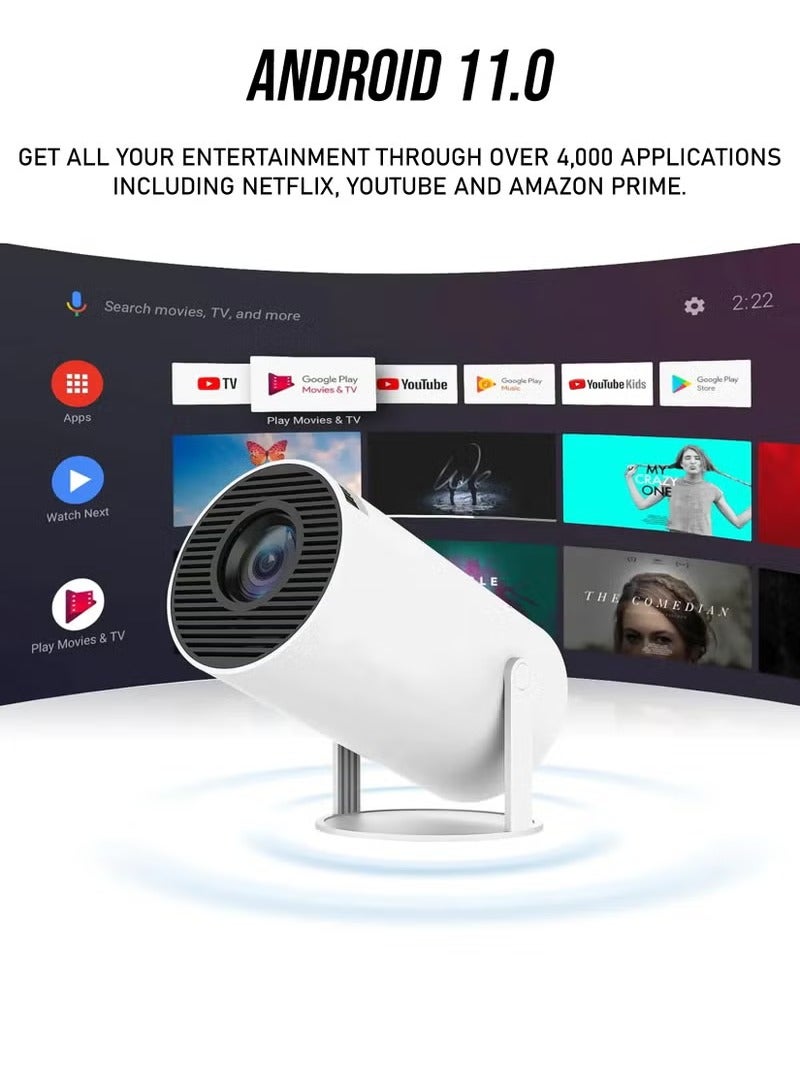 Toshonics Portable HD Projector - Support 4K - Smart Projector with 5G Dual-band Wifi and Bluetooth 5.0 - Mobile Home Theater - Compatible With Android/iOS/Windows/TV Stick/HDMI/USB - Image 2