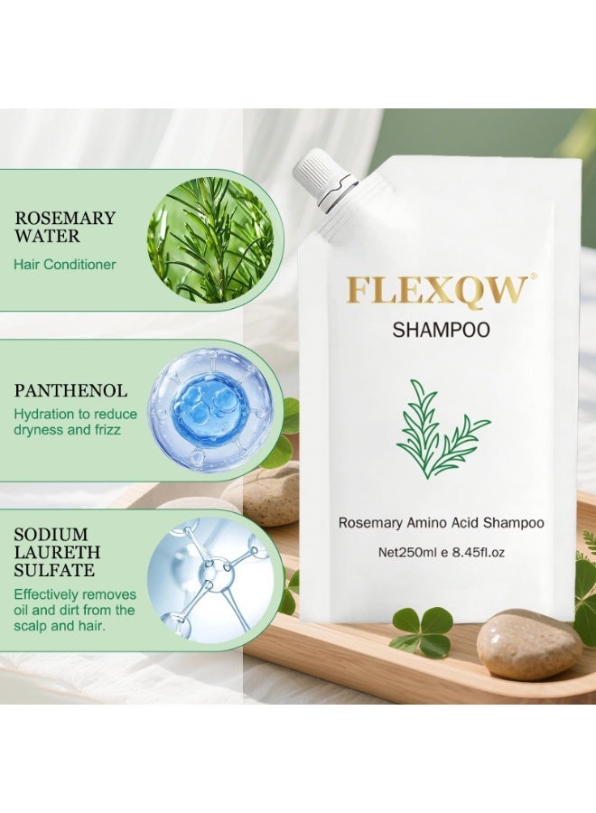 FLEXQW Rosemary Amino Acid Moisturizing Shampoo (2 bottles, 250ml each) | Leaves hair feeling refreshed, clean, smooth, and shiny. - Image 4
