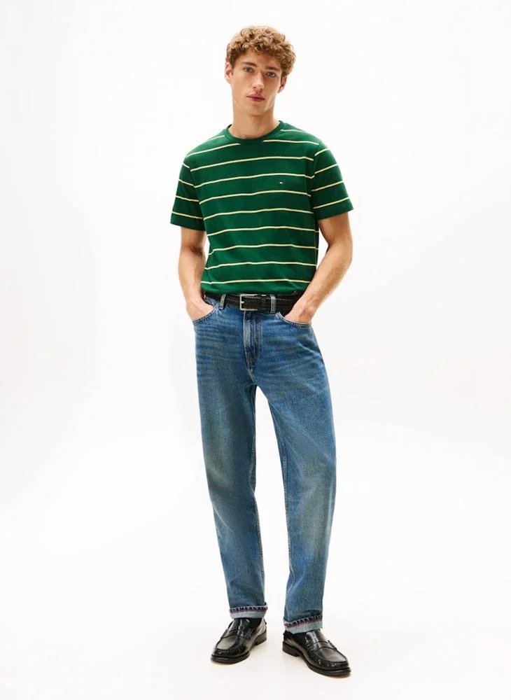 TOMMY HILFIGER Stripe Flag Embroidery Crew Neck T-Shirt