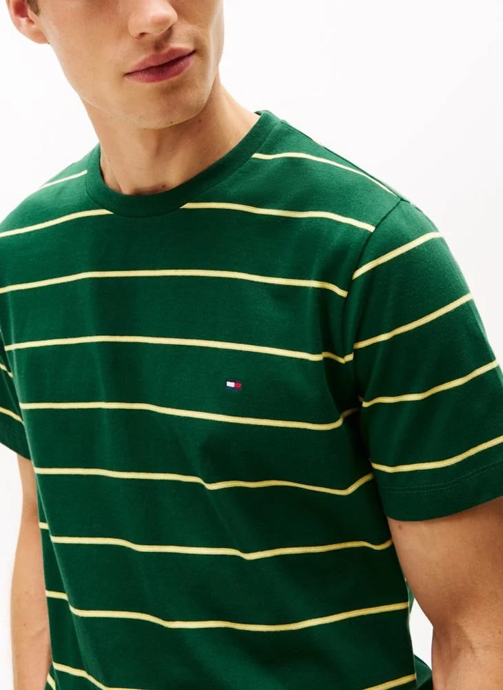 TOMMY HILFIGER Stripe Flag Embroidery Crew Neck T-Shirt