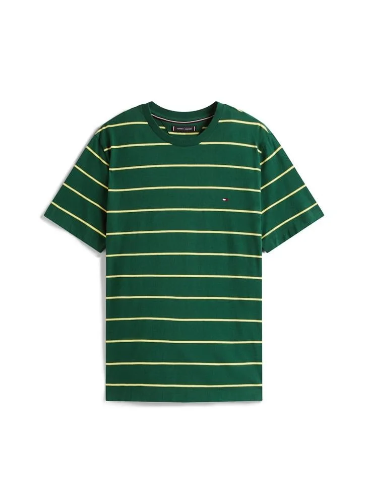 TOMMY HILFIGER Stripe Flag Embroidery Crew Neck T-Shirt