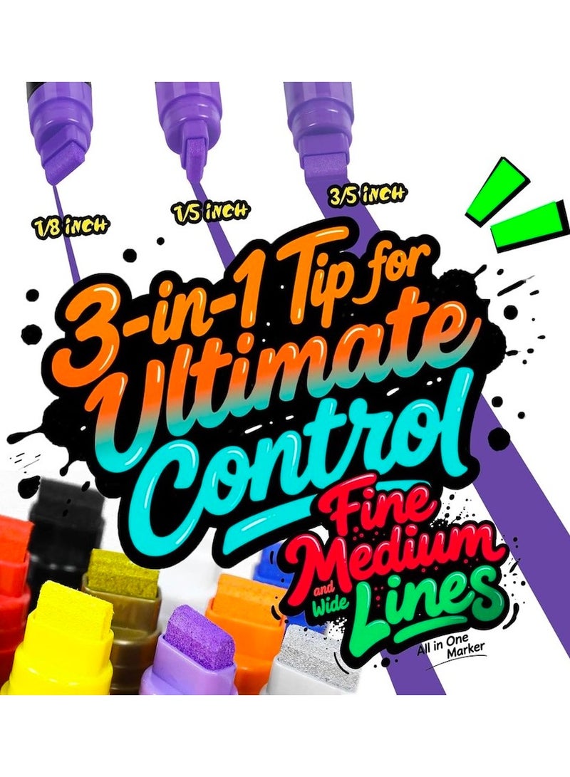 10PCS Jumbo Acrylic Paint Markers, 8 Bold Colors + 2 Metallic Shades Poster Markers with 15mm Wide Jumbo Tip, Waterproof and Permanent Ink Paint Pens for Murals, Tagging, Posters - Large for Rock, Wood, Plastic, Leather, Metal, Fabric, Ceramic - Image 2