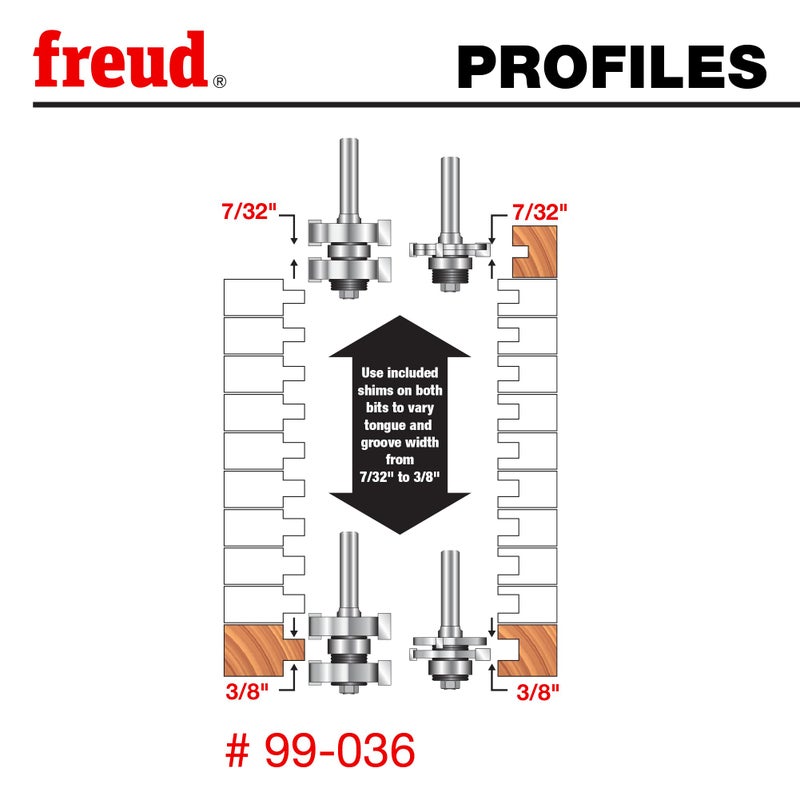 Freud 99-036: 1-3/4" (Dia.) Adjustable Tongue & Groove Bit Set - Image 3