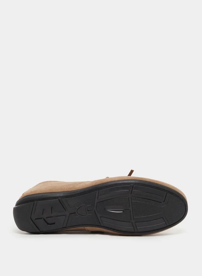 Styli Textured Bow Accent Slip In Loafers