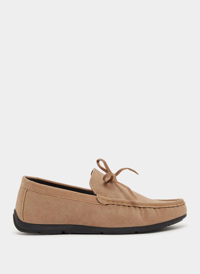Styli Textured Bow Accent Slip In Loafers  - Image 1