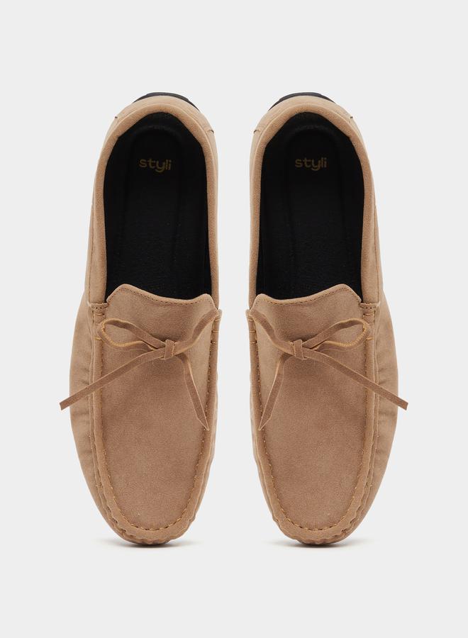 Styli Textured Bow Accent Slip In Loafers  - Image 5