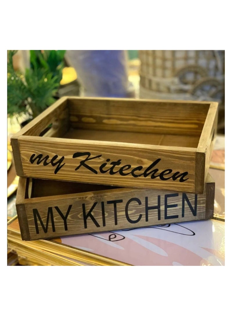 1 pc Kitchen Organizer Tray Wood 50x30 cm - Image 1