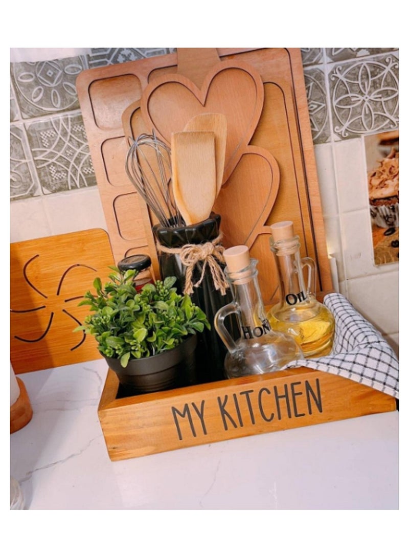 1 pc Kitchen Organizer Tray Wood 50x30 cm - Image 2