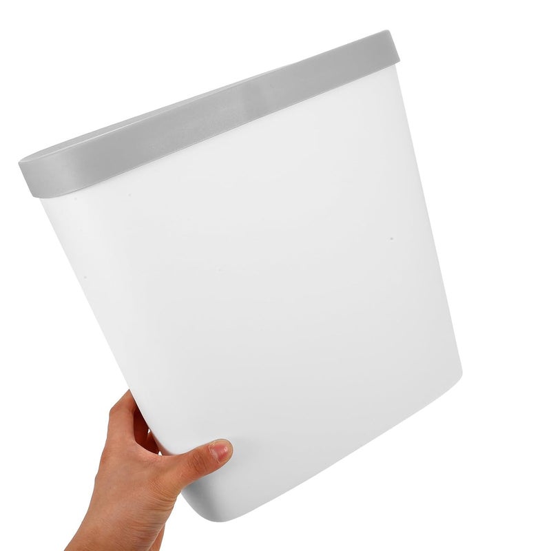 Large White Press-Type Trash Can with Lid, Plastic Garbage Bin for Kitchen, Bathroom, Bedroom Wastebasket with Press Lid, Space-Saving Household Trash Container - Image 4