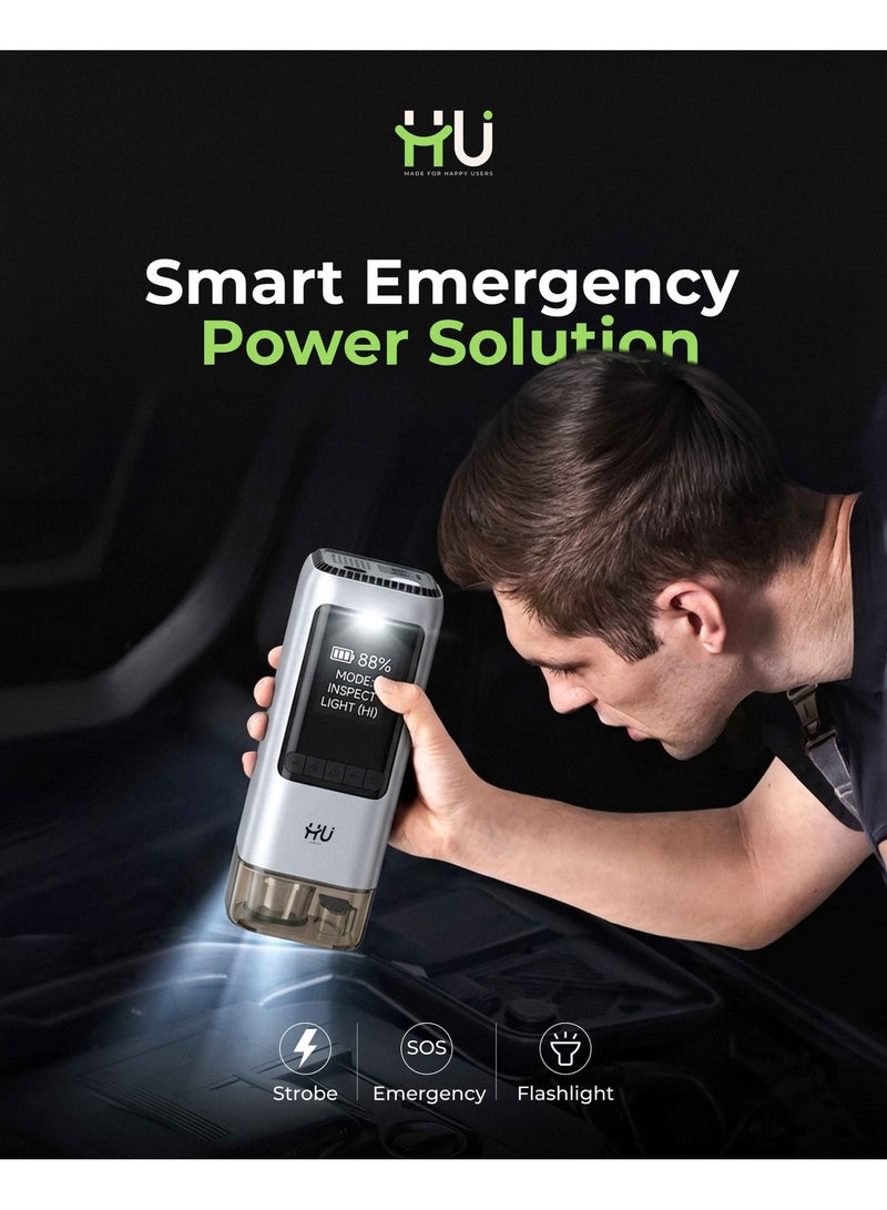 إتش يو مشغل بطارية السيارة المحمول (Jump Starter) – باور بانك طوارئ متعدد الوظائف مع ميزات أمان وشحن - Image 2