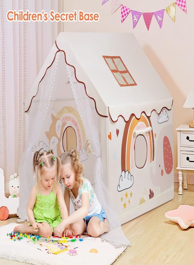 decalsweet Play Tent for Children, Indoor and Outdoor Playhouse, Large Hut for Boys and Girls with Window and Bag, Children's Tent Birthday Gift 120×100×130cm, Bohemian Animals - Image 5