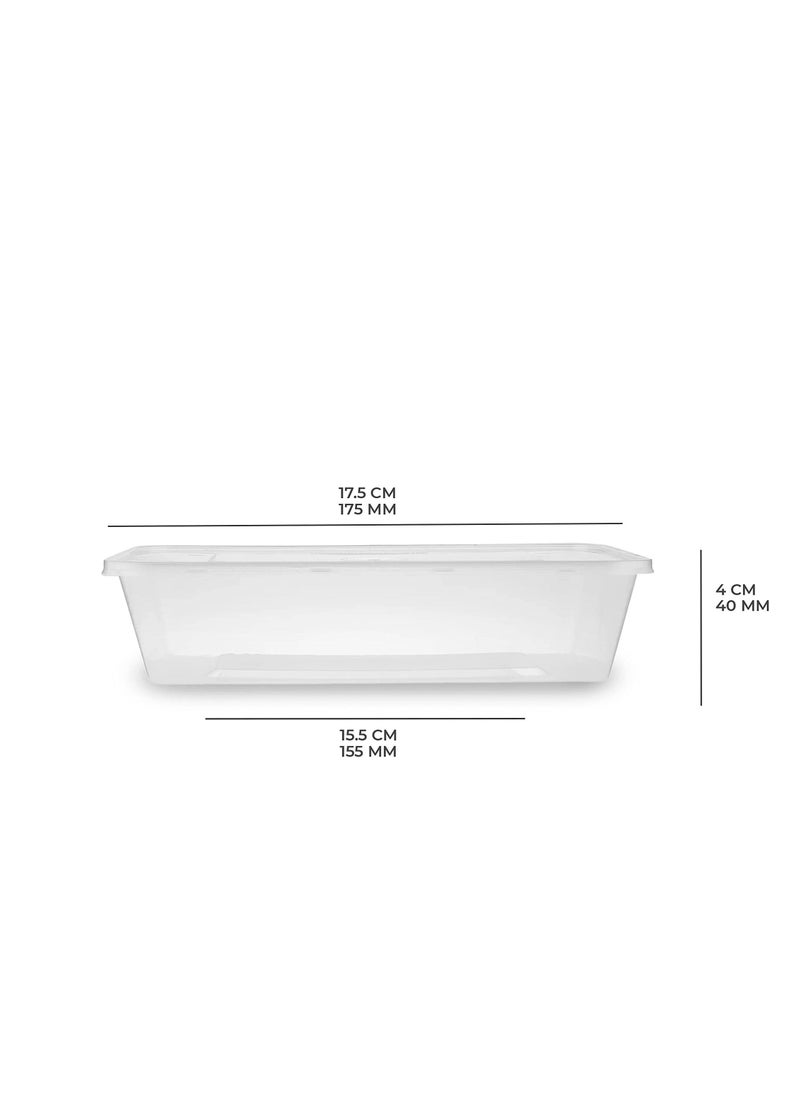 Metro foodpack - Metro foodpack Disposable Food Storage Microwavable Rectangular Container With Lid Clear 500ml - Image 1