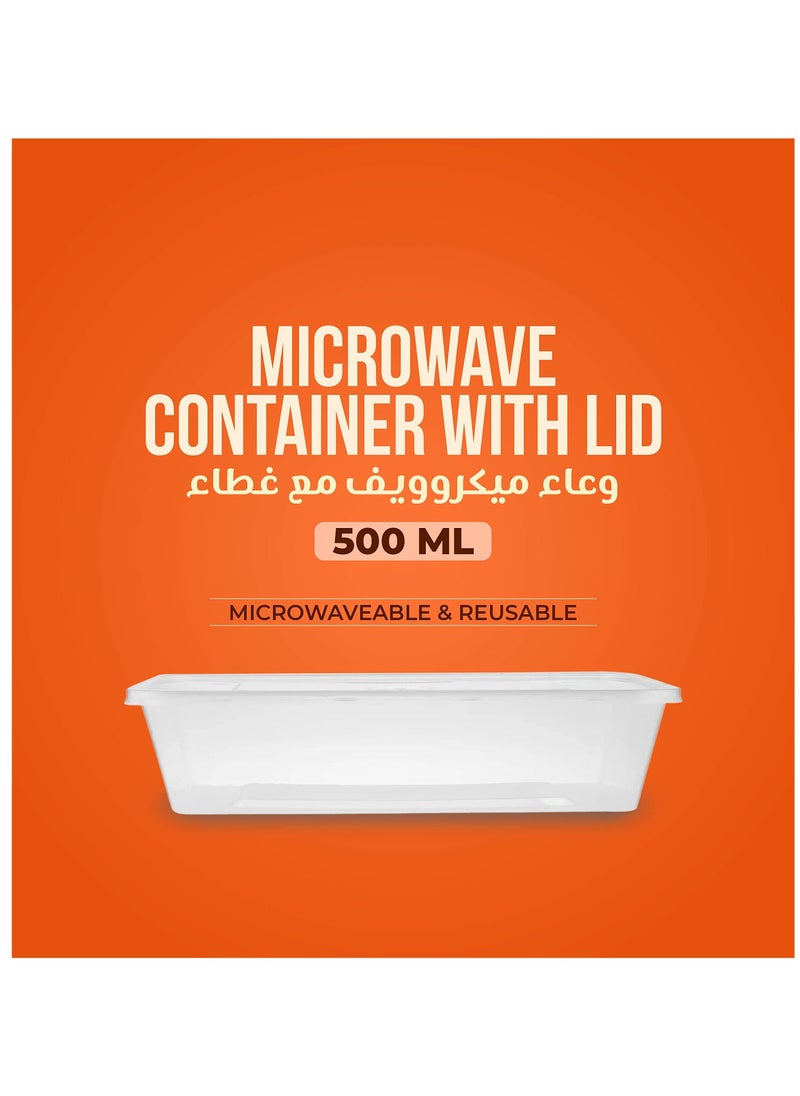 Metro foodpack - Metro foodpack Disposable Food Storage Microwavable Rectangular Container With Lid Clear 500ml - Image 1