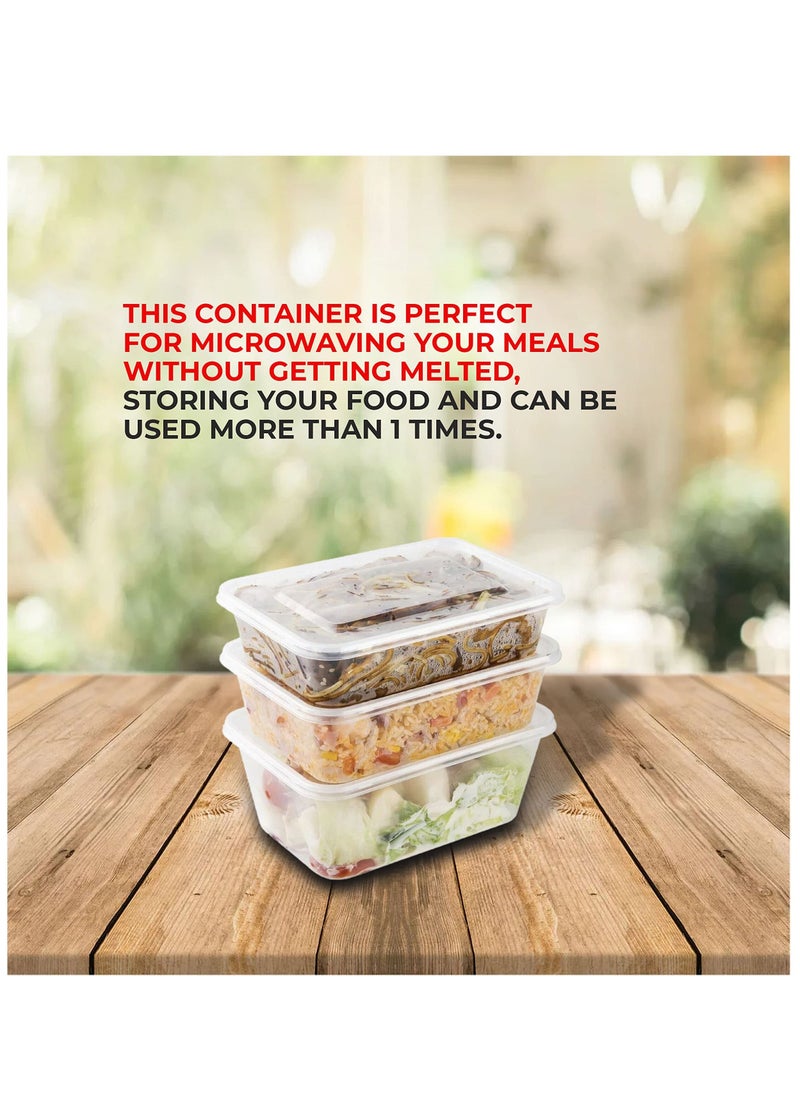 Metro foodpack - Metro foodpack Disposable Food Storage Microwavable Rectangular Container With Lid Clear 500ml - Image 1