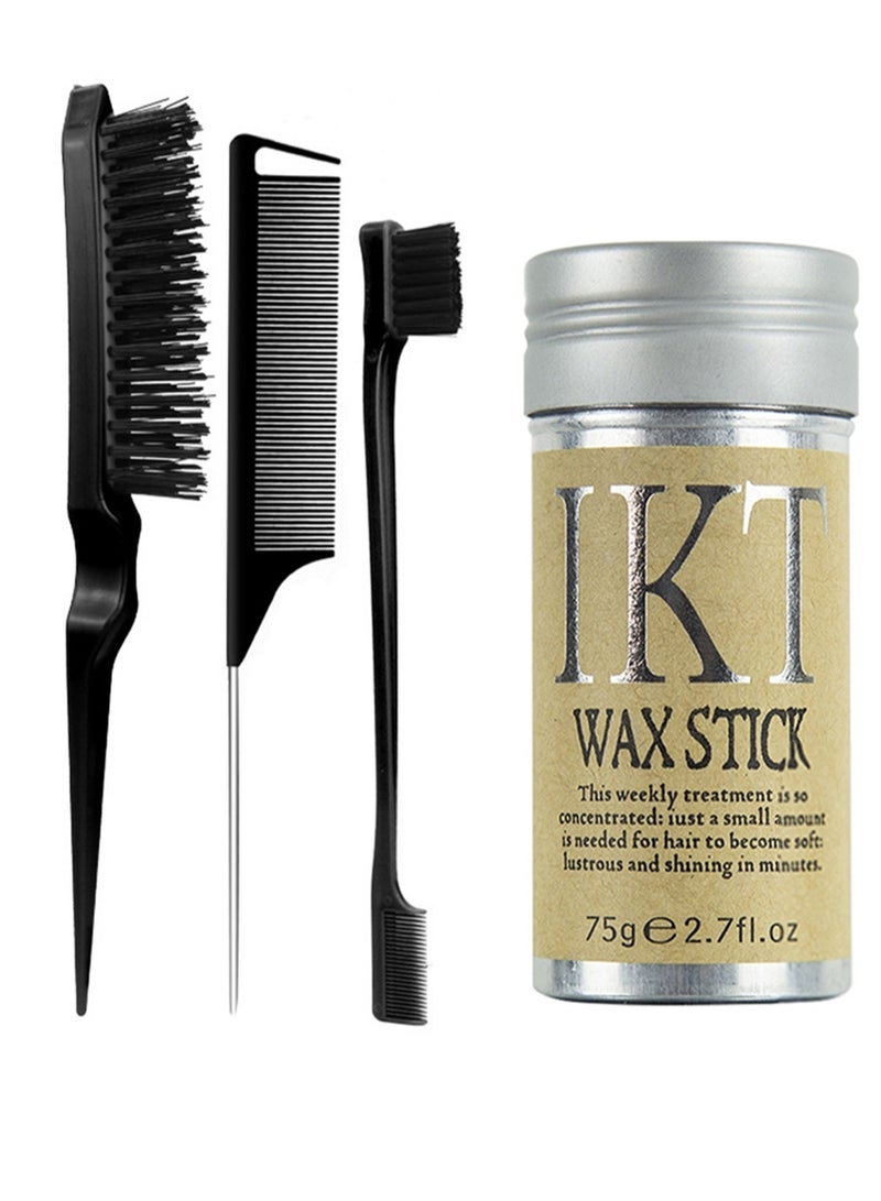 Hair Wax Stick, Hair Styling Wax Set - Strong Hold Non-Greasy for All Hair Types | Includes Slick Stick & 3 Combs - Image 1