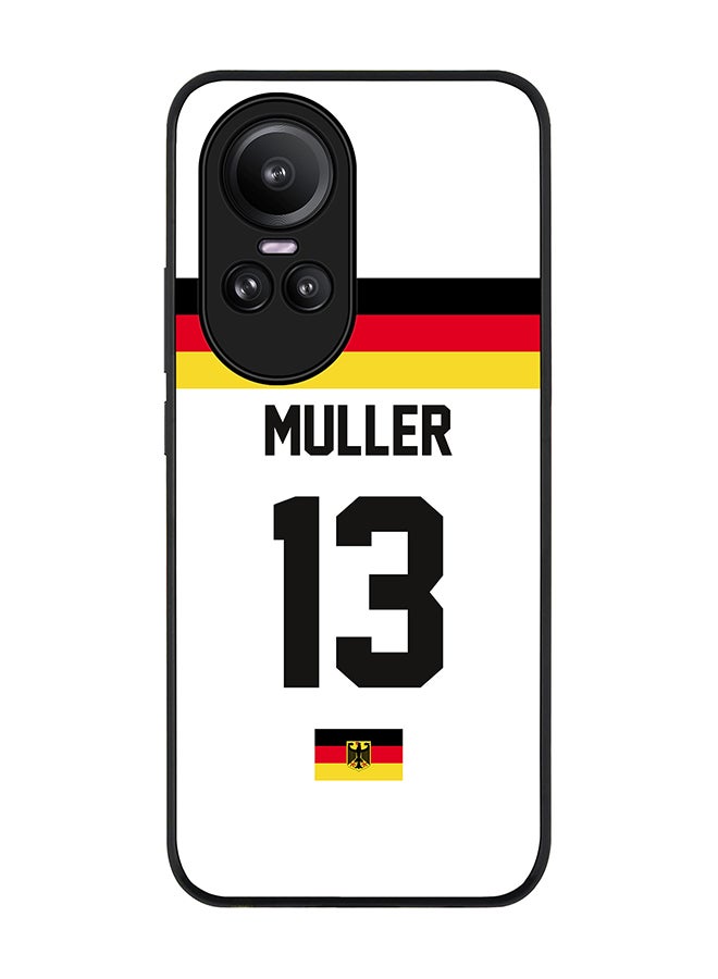 Stylizedd Rugged Black Edge case for Oppo Reno10 / Oppo Reno10 Pro, Custom Slim fit Thin Phone Case Cover - Football Team - Germany, Player Name - Muller - Image 1