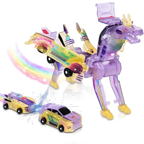 liluwushe 2in1 Collision Transformation Dinosaur Car Toy Magnetic Cars Convertible Robot ToysDinosaurToys for Kids 312 Ideal Christmas Birthday Gift for Boys and Girls Yellow - Image 1