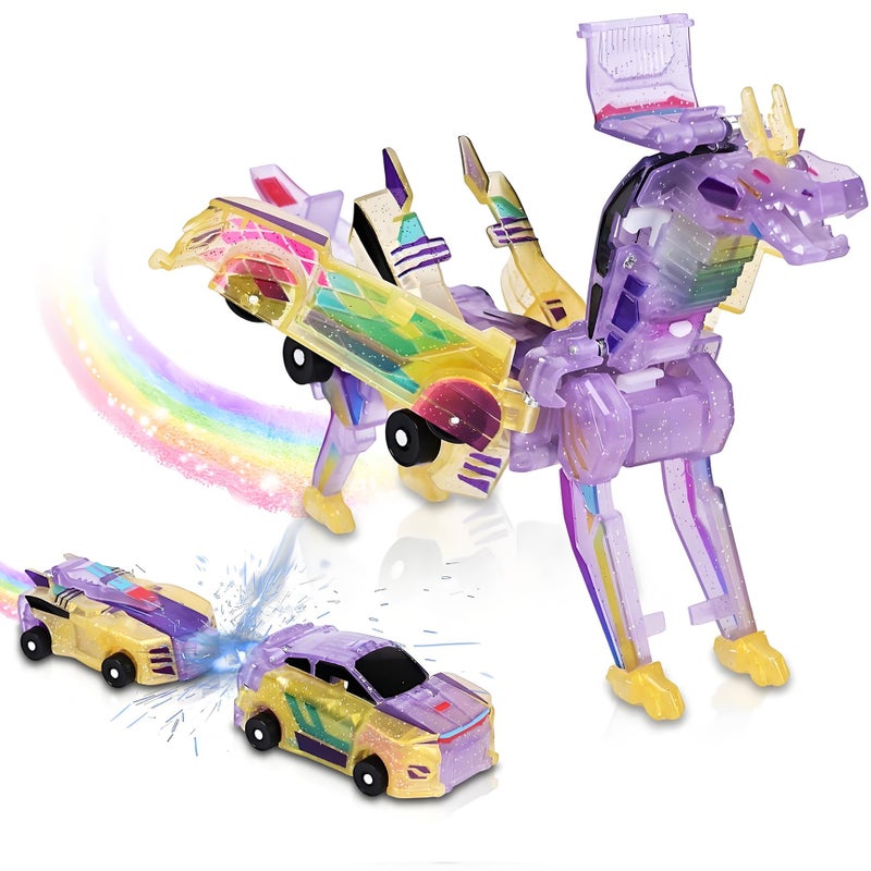 liluwushe 2in1 Collision Transformation Dinosaur Car Toy Magnetic Cars Convertible Robot ToysDinosaurToys for Kids 312 Ideal Christmas Birthday Gift for Boys and Girls Yellow - Image 3