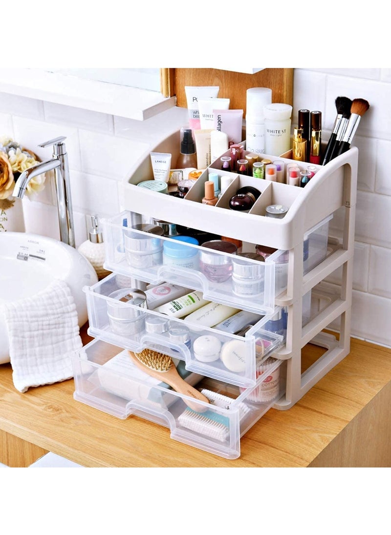 ORiTi Makeup Organizer with 3 Drawers, Bathroom Vanity Countertop Storage for Cosmetics, Brushes, Lotion, Nail Lipstick and Jewelry  - Image 2