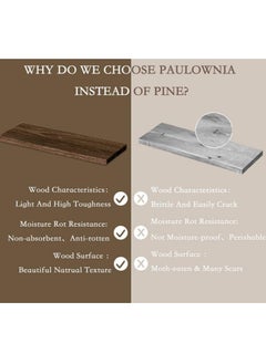MileMelo Floating Shelves for Wall - Set of 3 Hanging Wood Shelf Rustic Wooden Shelves with Metal Brackets Hanging Shelf Wall Organizers for HomebStorage Rack Wall Mount Brown  - Image 5