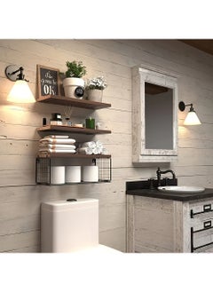 MileMelo Floating Shelves for Wall - Set of 3 Hanging Wood Shelf Rustic Wooden Shelves with Metal Brackets Hanging Shelf Wall Organizers for HomebStorage Rack Wall Mount Brown  - Image 4