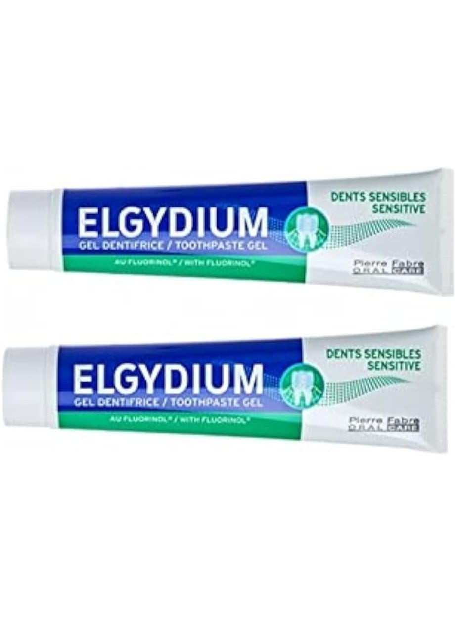 Elgydium Sensitive Fluorinol Gel Toothpaste 75ml 2PCS | Fast Relief for Tooth Sensitivity & Enamel Protection