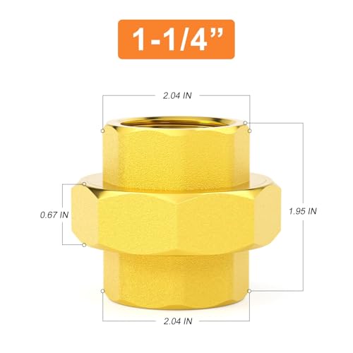 GASHER Brass Pipe Fitting Brass Union 114 Female Pipe Fitting For Connecting And Extending 1Pc - Image 3