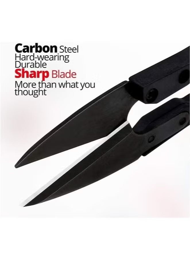 6PCS Sewing Scissors Set - U Sewing Scissors Clippers - Embroidery Yarn Scissors Mini Thread Sewing Cutter - Yarn Fishing Mini Small Snips T Nipper - DIY Supplies - Black - Image 2