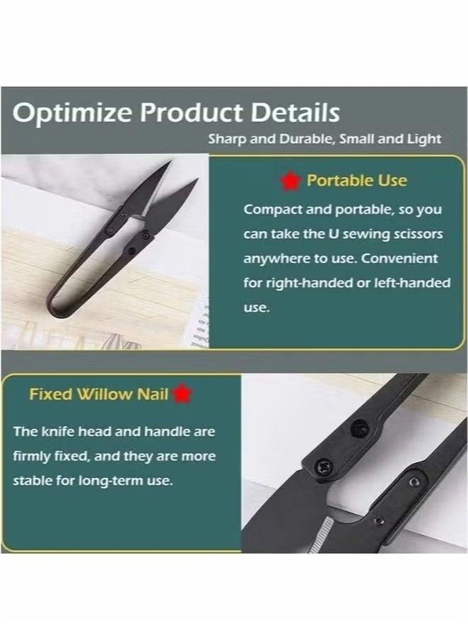 6PCS Sewing Scissors Set - U Sewing Scissors Clippers - Embroidery Yarn Scissors Mini Thread Sewing Cutter - Yarn Fishing Mini Small Snips T Nipper - DIY Supplies - Black - Image 5