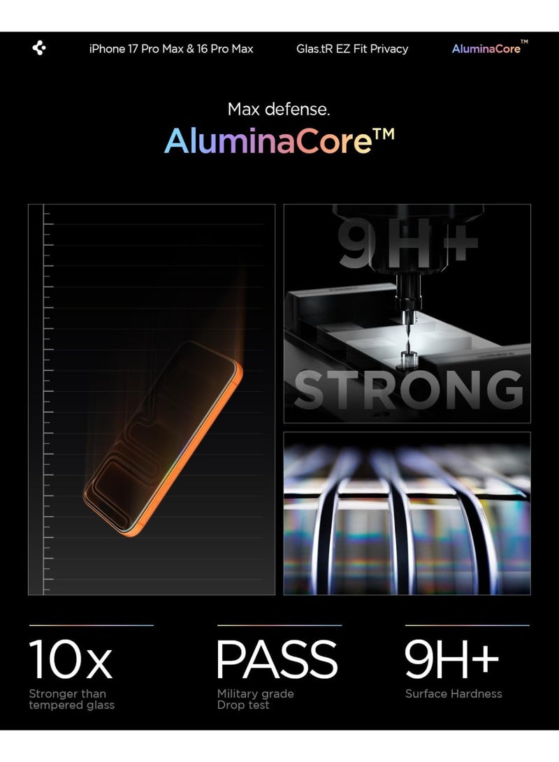 Spigen حماية شاشة GLAStR EZ Fit لجهاز iPhone 17 PRO MAX / 16 PRO MAX الخصوصية [1 عبوة] زجاج مقسى فائق الجودة مع تقنية المحاذاة التلقائية - 1 عبوة - Image 4