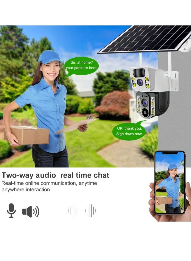 4G Smart Solar Security Camera – 8MP Dual Lens Outdoor CCTV with Full-Color Night Vision, AI Human Detection, PIR Motion Sensor, 2-Way Audio, Waterproof PTZ, V380 Pro App & 64GB SD Card - Image 2