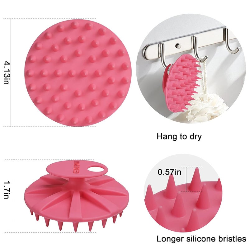 Innerneed Scalp Massager Shampoo Brush, Wet & Dry Manual Scalp Care Head Scrubber Hair Washing, Soft Silicone Bristles, for Hair Growth, Dandruff Removal, Comfortable for All Hair Types (Pink) - Image 2