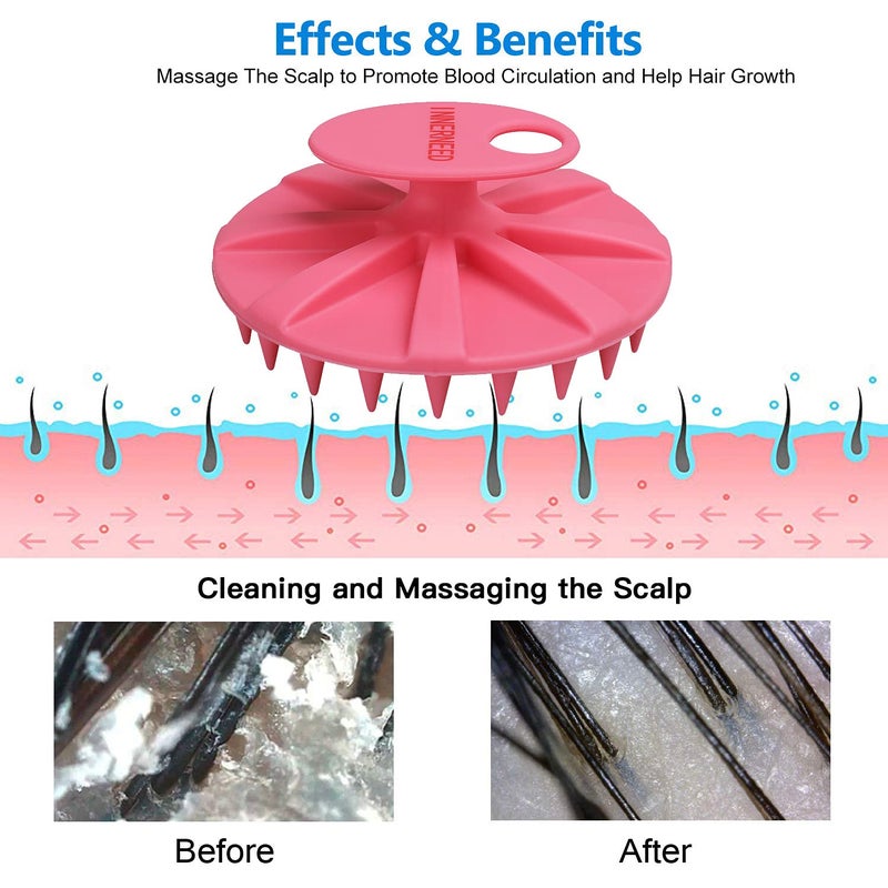 Innerneed Scalp Massager Shampoo Brush, Wet & Dry Manual Scalp Care Head Scrubber Hair Washing, Soft Silicone Bristles, for Hair Growth, Dandruff Removal, Comfortable for All Hair Types (Pink) - Image 3