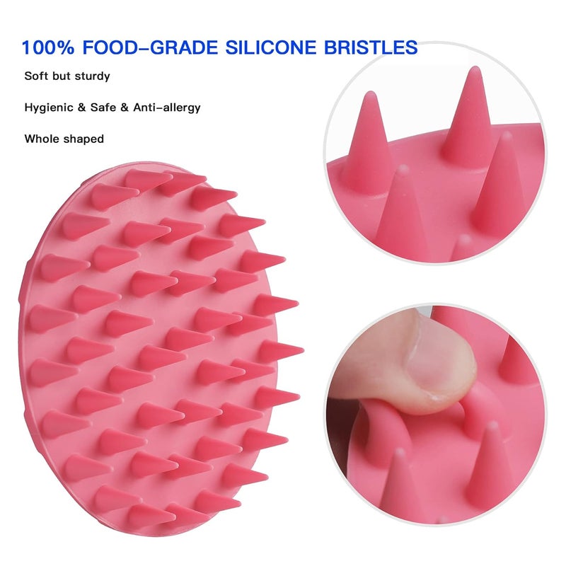 Innerneed Scalp Massager Shampoo Brush, Wet & Dry Manual Scalp Care Head Scrubber Hair Washing, Soft Silicone Bristles, for Hair Growth, Dandruff Removal, Comfortable for All Hair Types (Pink) - Image 4