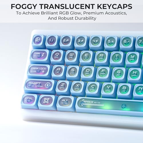 OHY XVX Blue Shine Through Keycaps for Mechanical Keyboards - 136 Keys Blue Translucent Cat Eye Design,Cherry MAX Profile, PC+PBT Frosted RGB Keycaps - Image 2