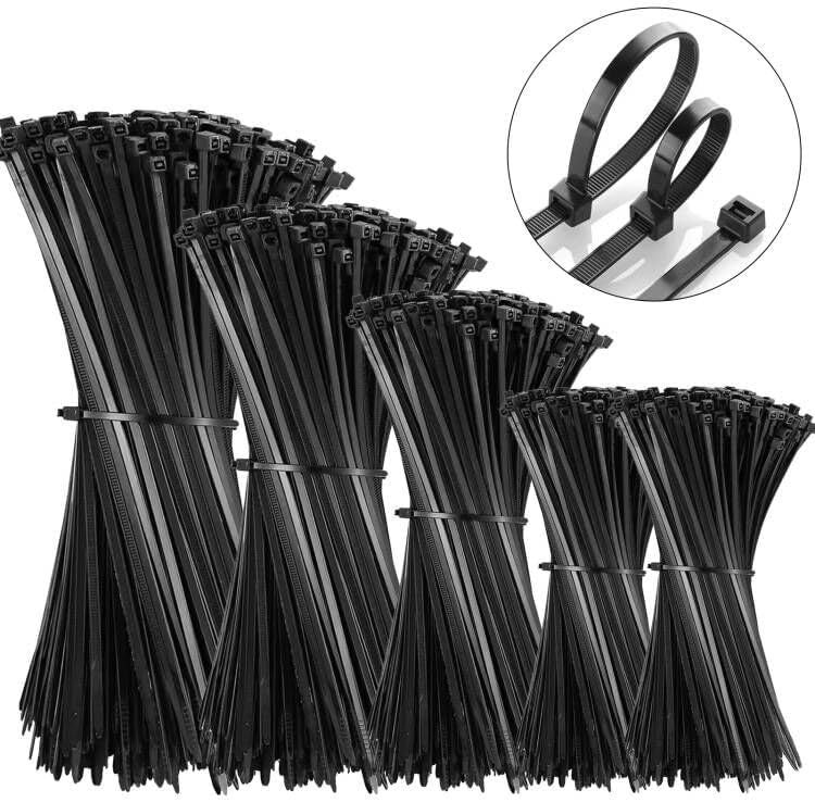 VTECHOLOGY 500Pcs Heavy Duty Industrial Zip Toes,Assorted Sizes(4”+6”+8”+12”) Black Tie Wraps,Zip Toes Tie Straps For Garden Plant Secure Vine, Home, Office Use - Image 2