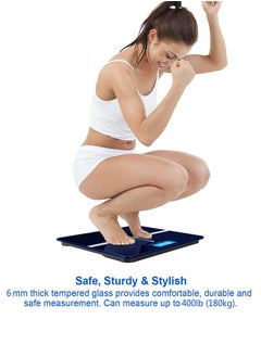 MileMelo Digital Bathroom Weighing Scale with LCD Panel & Thick Tempered Glass, Electronic Weight Machine for Human Body 180kg Blue/Silver  - Image 4