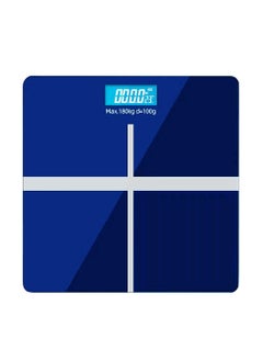 MileMelo Digital Bathroom Weighing Scale with LCD Panel & Thick Tempered Glass, Electronic Weight Machine for Human Body 180kg Blue/Silver  - Image 1