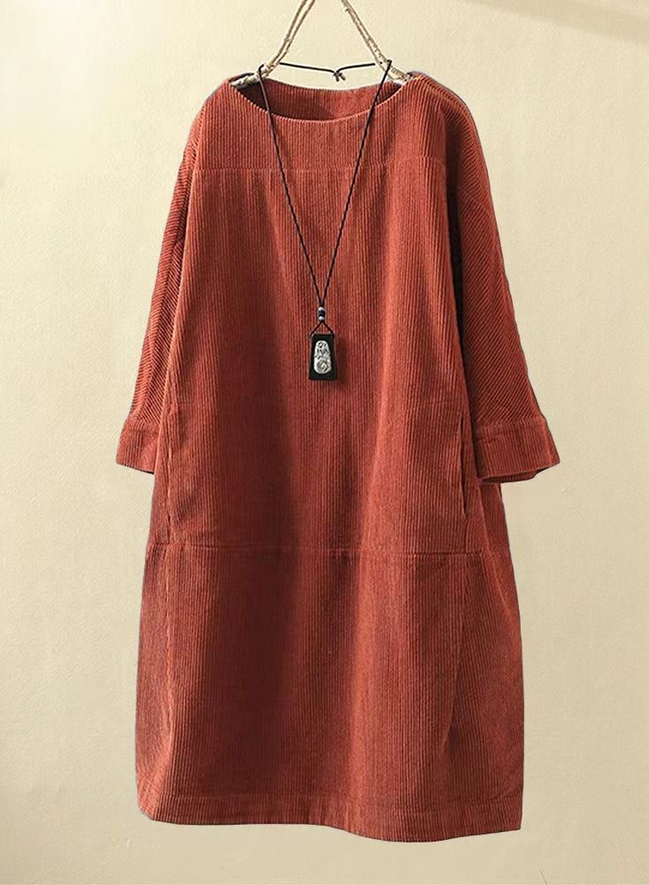 Loquat Casual Women's Round Neck A line Skirt Dress  - Image 1