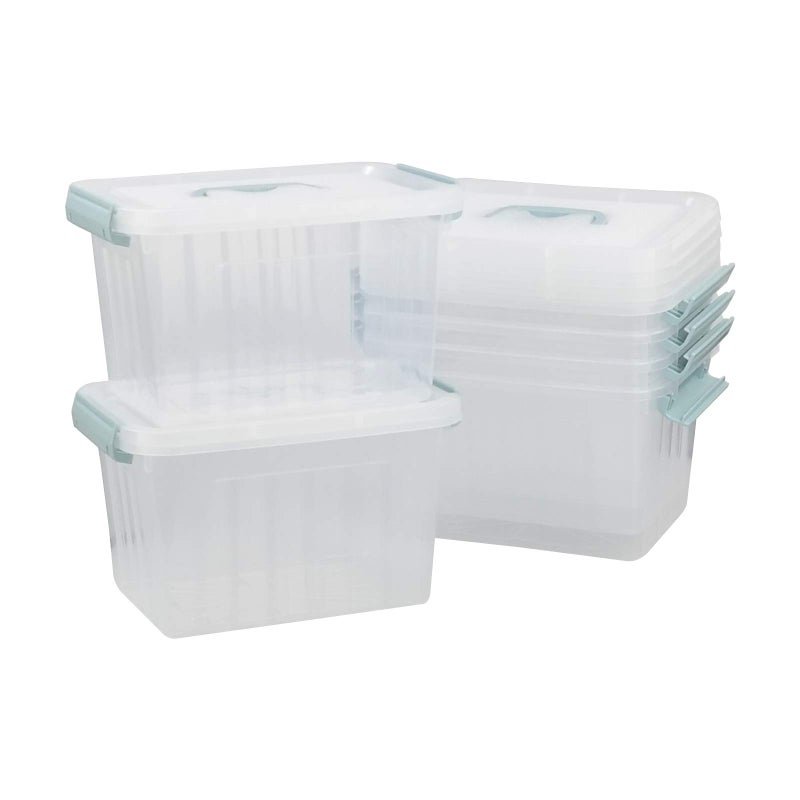 Gloreen 6 Packs 6 Quart Clear Lidded Storage Bins Plastic Latching Container Box with Handle